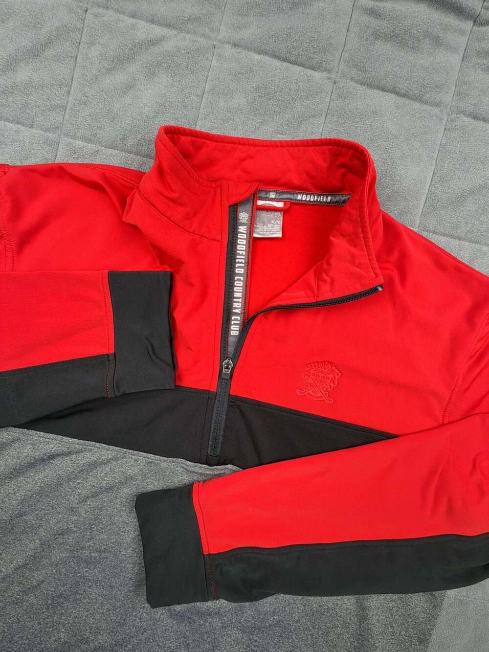 1/4 Zip Golf Performance Pullover Jacket Red Black Gray Mens Size XL